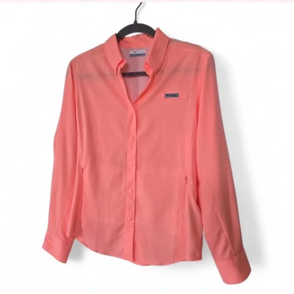Columbia PFG Tamiami II Long Sleeve Shirt in Bright Coral Women’s Size XL - Picture 1 of 8